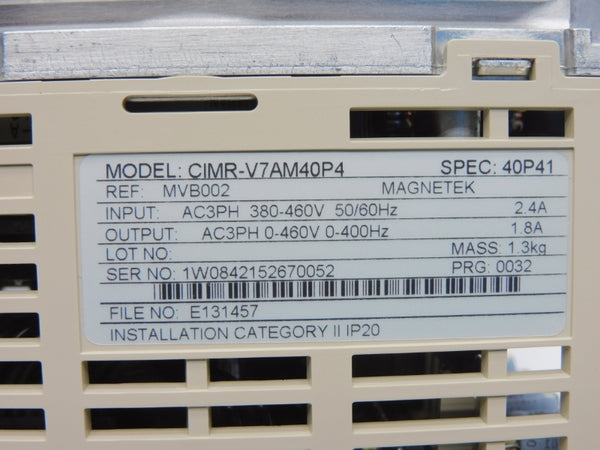 YASKAWA MAGNETEK CIMR-V7AM40P4 380-460V 2.4A (AS IS) NSMP