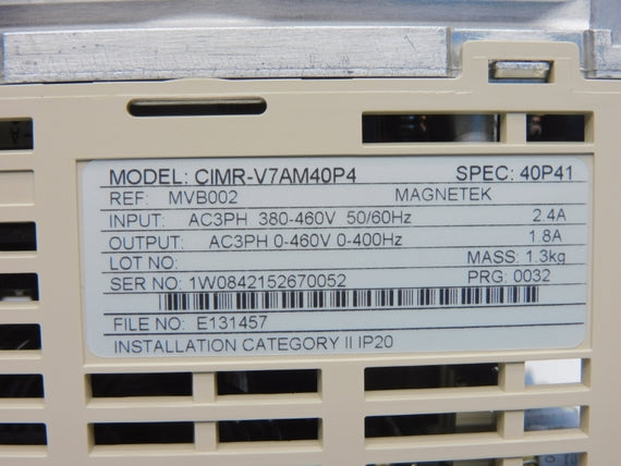YASKAWA MAGNETEK CIMR-V7AM40P4 380-460V 2.4A (AS IS) NSMP