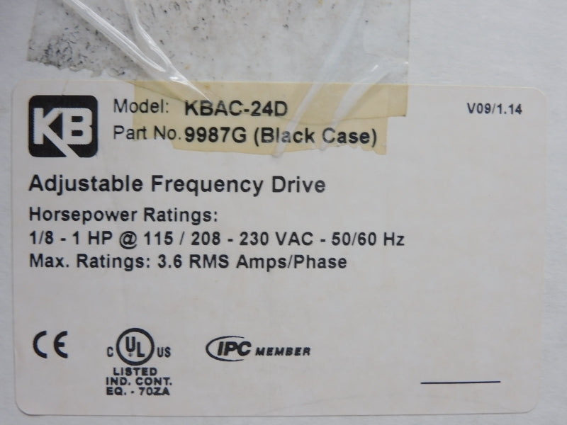 KB ELECTRONICS KBAC-24D (BLK) (9987G) 115/208-230VAC 3.6A NSMP