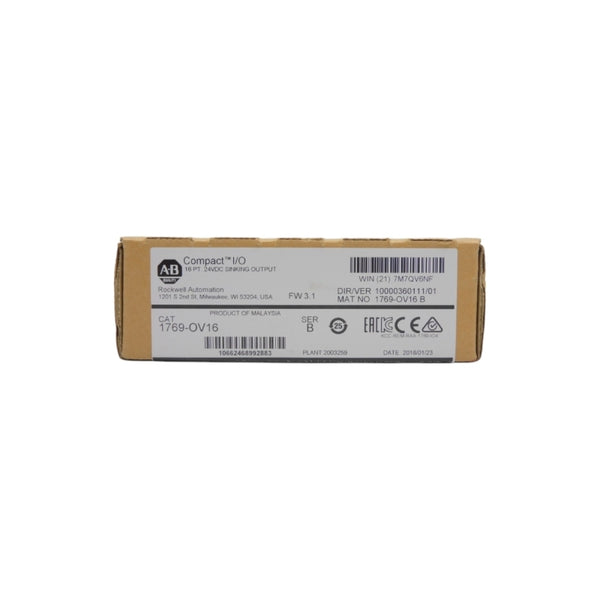 ALLEN BRADLEY 1769-OV16 SER. B F/W 3.1 VER. 01 24VDC DATE: 2018 NSFS