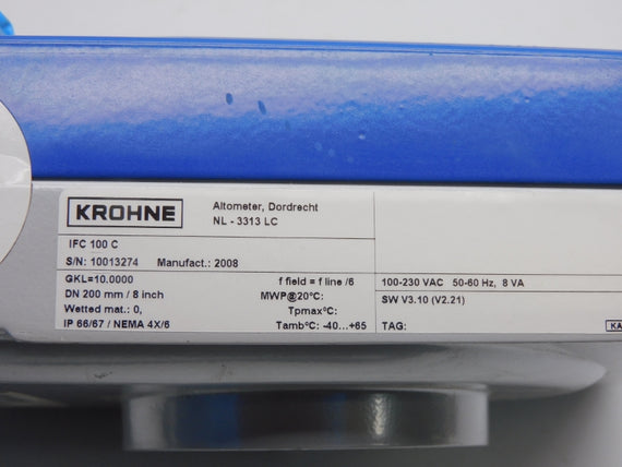 KROHNE IFC100C VER. 3.10 100-230VAC NSNP