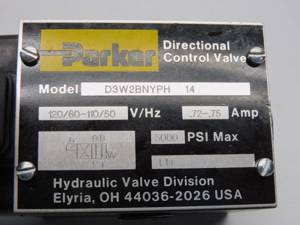 PARKER D3W2BNYPH 120/110V .72/.75A 5000PSI NSMP