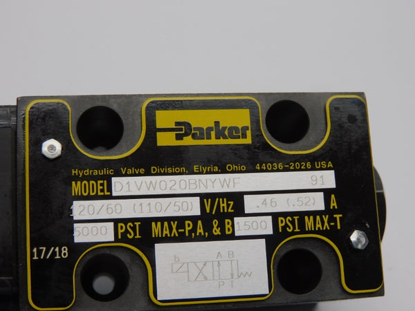 PARKER D1VW020BNYWF 120/110V .46/.52A 5000PSI NSMP