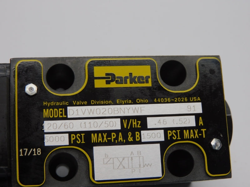 PARKER D1VW020BNYWF 120/110V .46/.52A 5000PSI NSMP