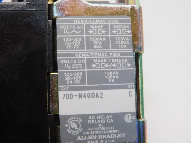 ALLEN BRADLEY 700-N400A2 SER. C 220/240V 60A NSNP
