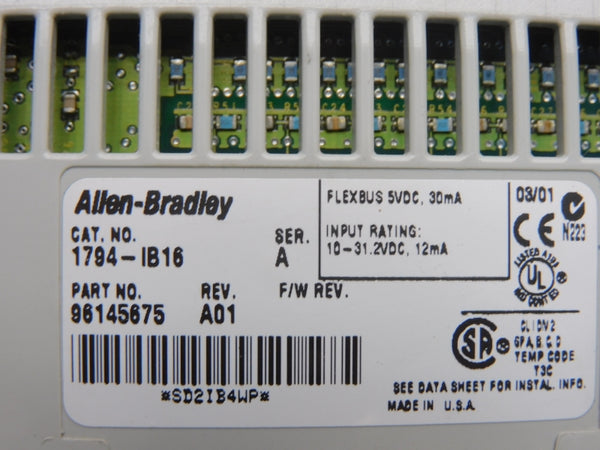ALLEN BRADLEY 1794-IB16 SER. A REV. A01 10-31.2VDC NSNP