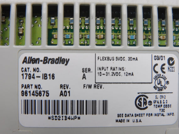 ALLEN BRADLEY 1794-IB16 SER. A REV. A01 10-31.2VDC NSNP