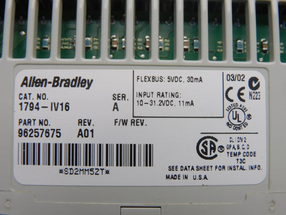 ALLEN BRADLEY 1794-IV16 SER. A REV. A01 10-31.2VDC NSNP