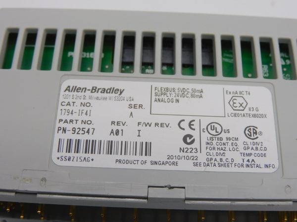 ALLEN BRADLEY 1794-IF4I SER. A F/W I REV. A01 24VDC UNMP