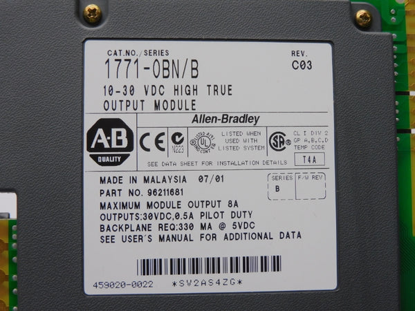 ALLEN BRADLEY 1771-OBN SER. B REV. C03 10-30VDC 0.5A REMAN