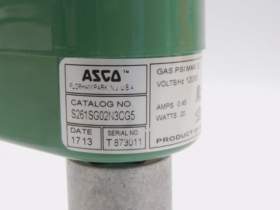 ASCO S261SG02N3CG5 120V .45A 30PSI 3/8" NSMP