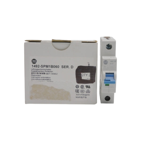 ALLEN BRADLEY 1492-SPM1B060 SER. D 277VAC 6A (PKG OF 2)(WH) NSMP