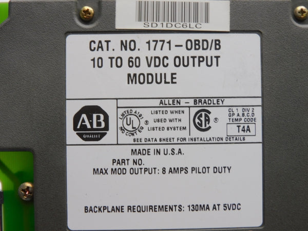 ALLEN BRADLEY 1771-OBDC SER. B 10-60VDC 8A UNMP
