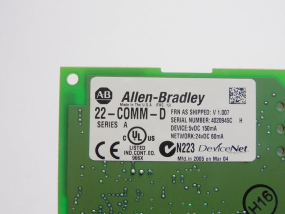 ALLEN BRADLEY 22-COMM-D SER. A F/W V1.007 24VDC UNMP