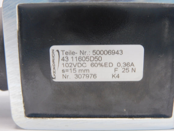KENDRION 4311605D50 50006943 102VDC 0.36A (PKG OF 2) NSMP