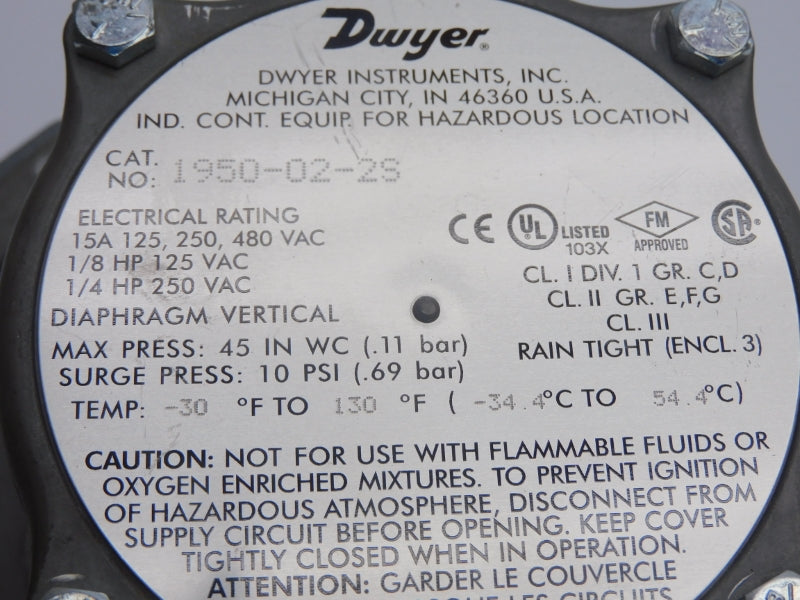 DWYER 1950-02-2S 480VAC 15A NSNP