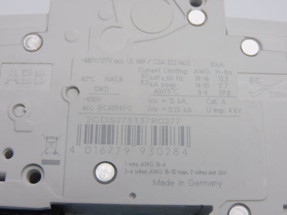 ABB 2CDS273337R0277 SU203MK2A 277V 2A NSNP