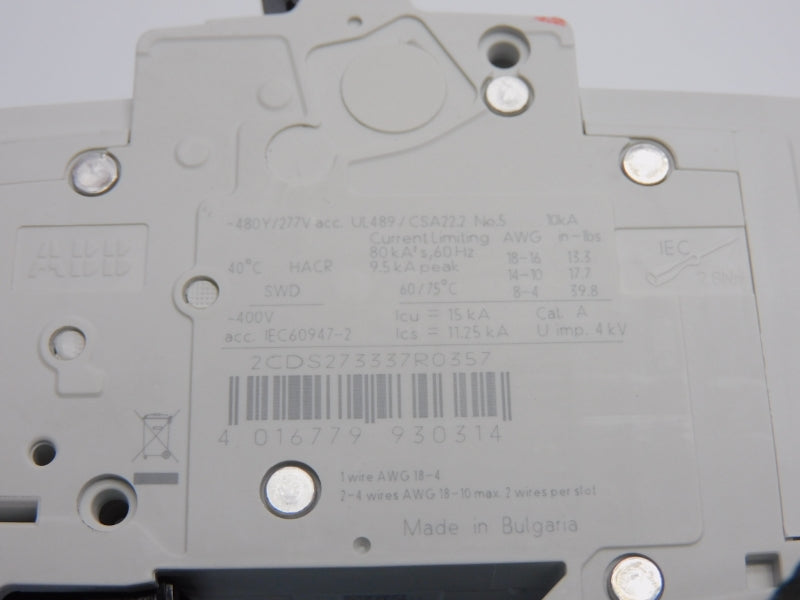 ABB 2CDS273337R0357 SU203MK5A 277V 5A NSNP