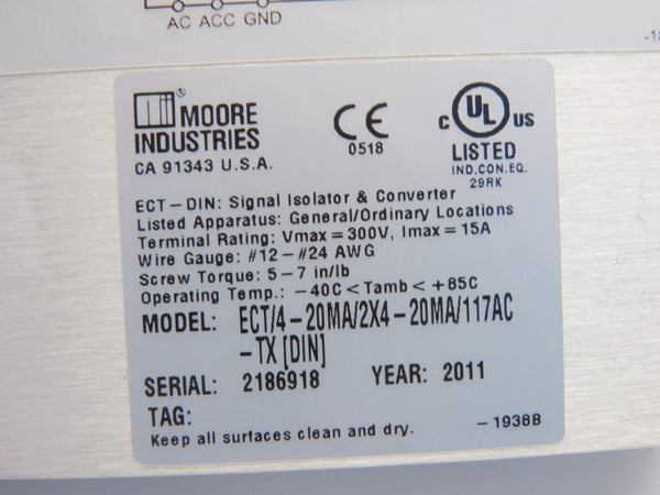MOORE INDUSTRIES ECT/4-20MA/2X4-20MA/117AC-TX[DIN] 300V 15A NSNP