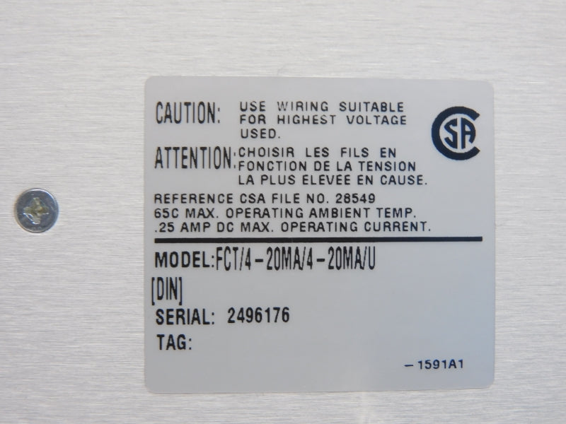 MOORE INDUSTRIES FCT/4-20MA/4-20MA/U[DIN] 10V .25A NSNP