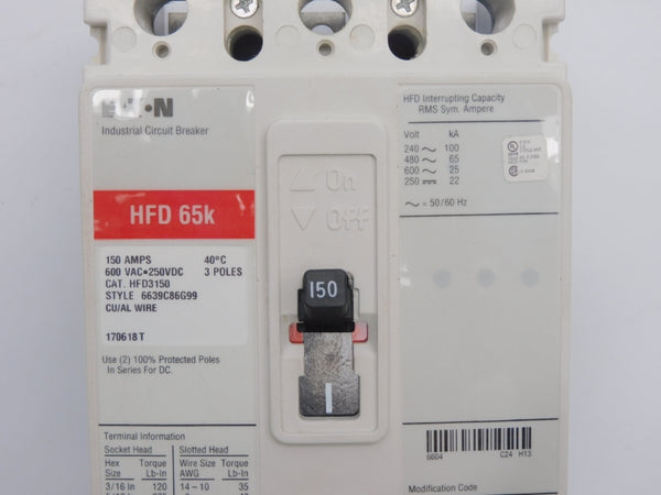 EATON HFD3150 SER. C 600VAC 150A NSMP