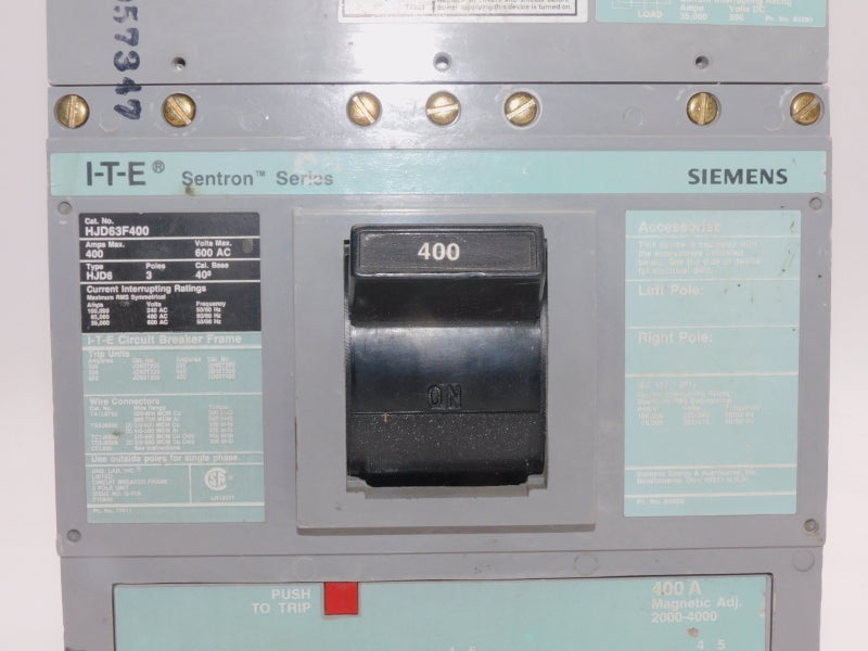 I-T-E HJD63F400 600VAC 400A UNMP
