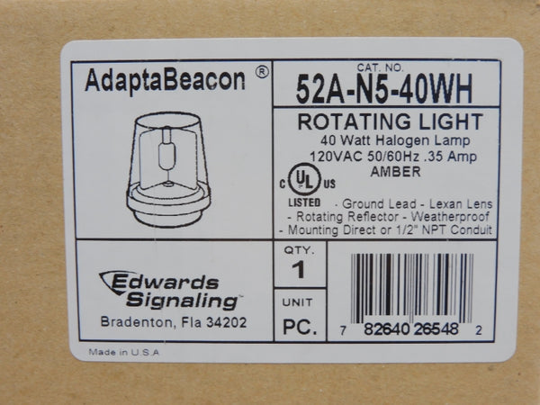 EDWARDS SIGNALING 52A-N5-40WH 120VAC .35A (NO BULB) NSMP