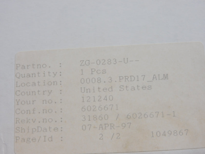 BRUEL&KJAER ZG0283 100-240V 0.4A NSMP