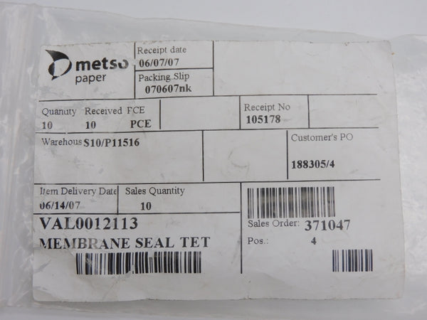 METSO PAPER VAL0012113 (PKG OF 10) NSMP