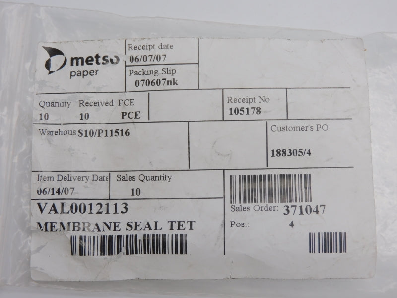 METSO PAPER VAL0012113 (PKG OF 10) NSMP