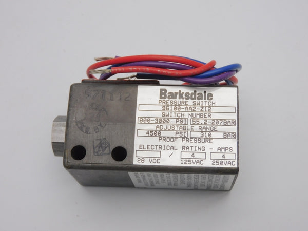 BARKSDALE 96100-AA2-Z12 800-3000PSI 250VAC 4A NSMP