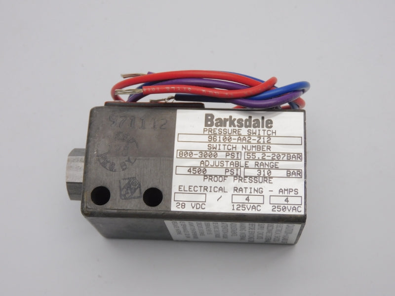 BARKSDALE 96100-AA2-Z12 800-3000PSI 250VAC 4A NSMP