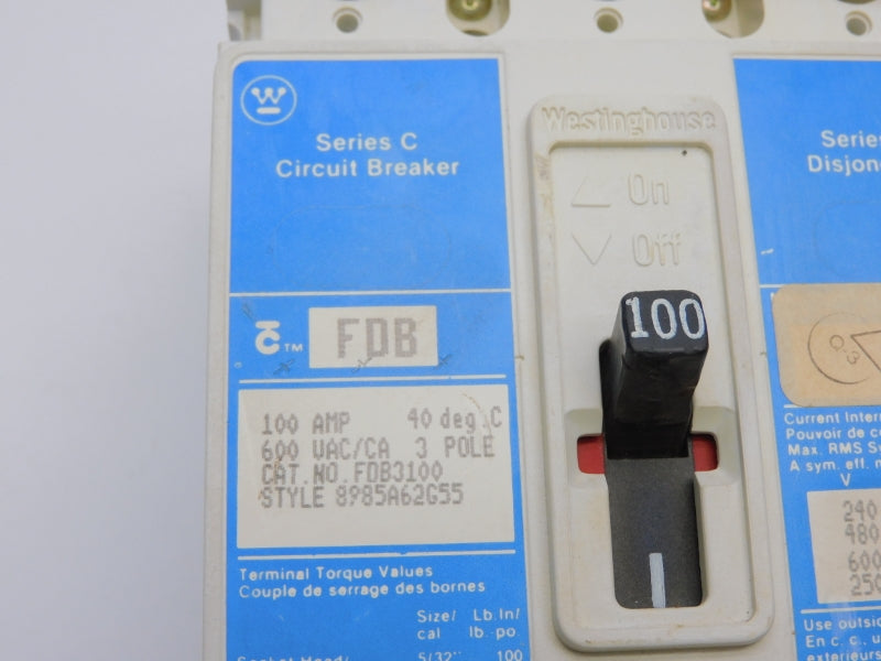 WESTINGHOUSE FDB3100 SER. C 600VAC 100A UNMP