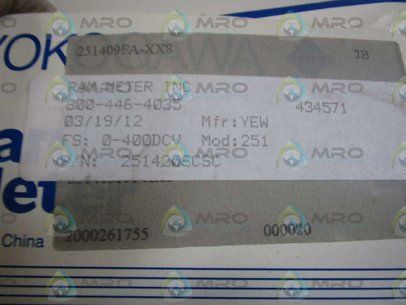 RAM METER 251420SCSC PANEL METER 0-400DCV NSMP