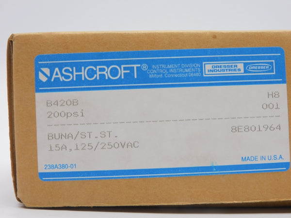 ASHCROFT B420B 125/250VAC 15A 200PSI NSMP