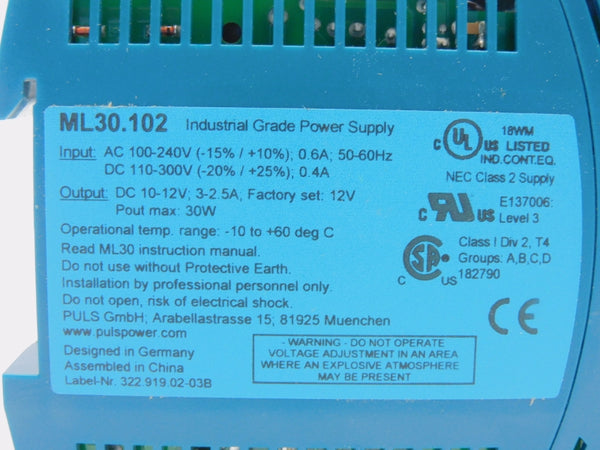 PULS ML30.102 100-240VAC 0.6A NSMP