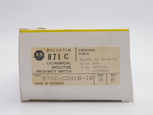 ALLEN BRADLEY 871C-C5A18-16 SER. A REV. B 24-250VAC (BK/YL) NSMP