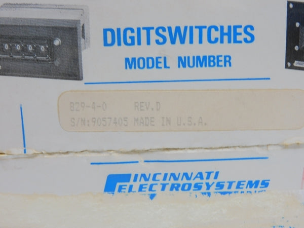 CINCINNATI ELECTRO SYSTEMS 829-4-0 REV. D NSMP