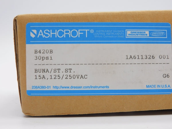ASHCROFT B420B 125/250VAC 15A 30PSI NSMP