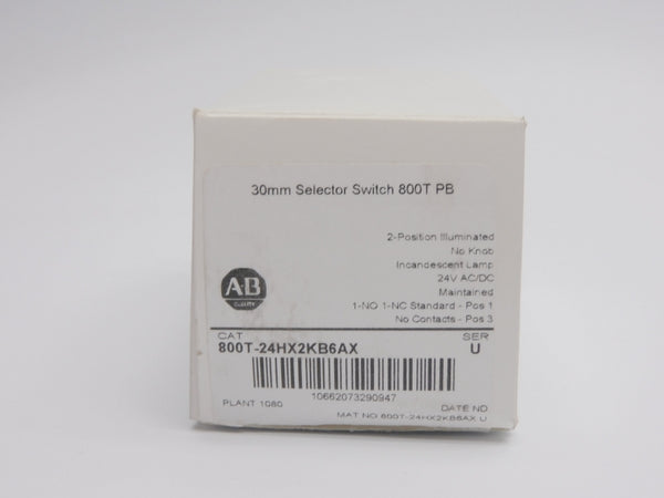 ALLEN BRADLEY 800T-24HX2KB6AX SER. U 24VAC/DC (WH) NSMP