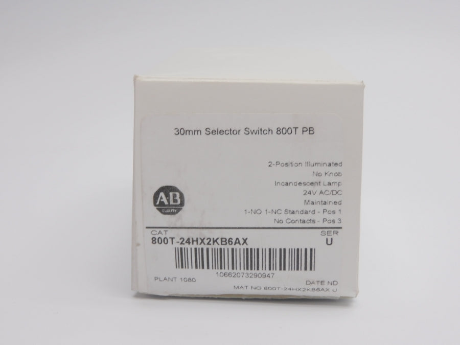 ALLEN BRADLEY 800T-24HX2KB6AX SER. U 24VAC/DC (WH) NSMP
