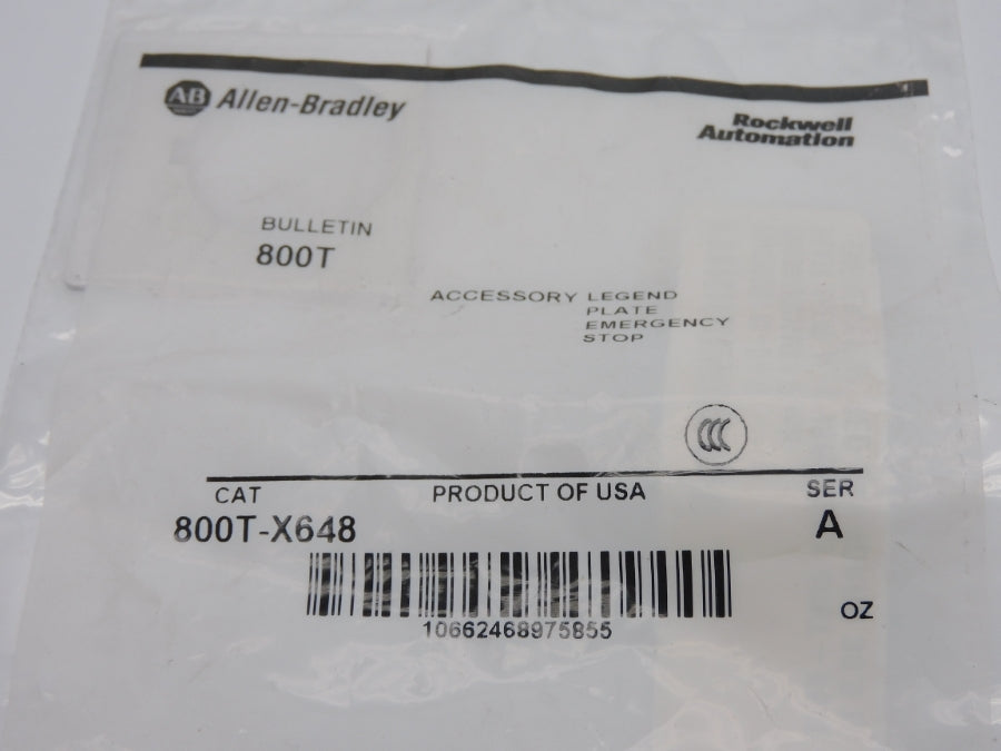 ALLEN BRADLEY 800T-X648 SER. A NSMP
