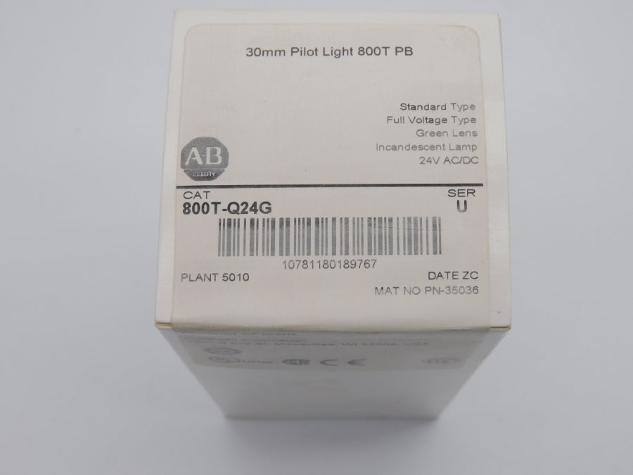 ALLEN BRADLEY 800T-Q24G SER. U 24VAC/DC (WH) NSFS