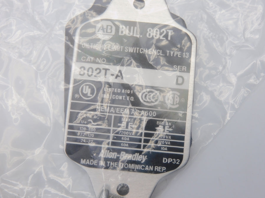 ALLEN BRADLEY 802T-A SER. D 120-600VAC 60A (WH) NSMP
