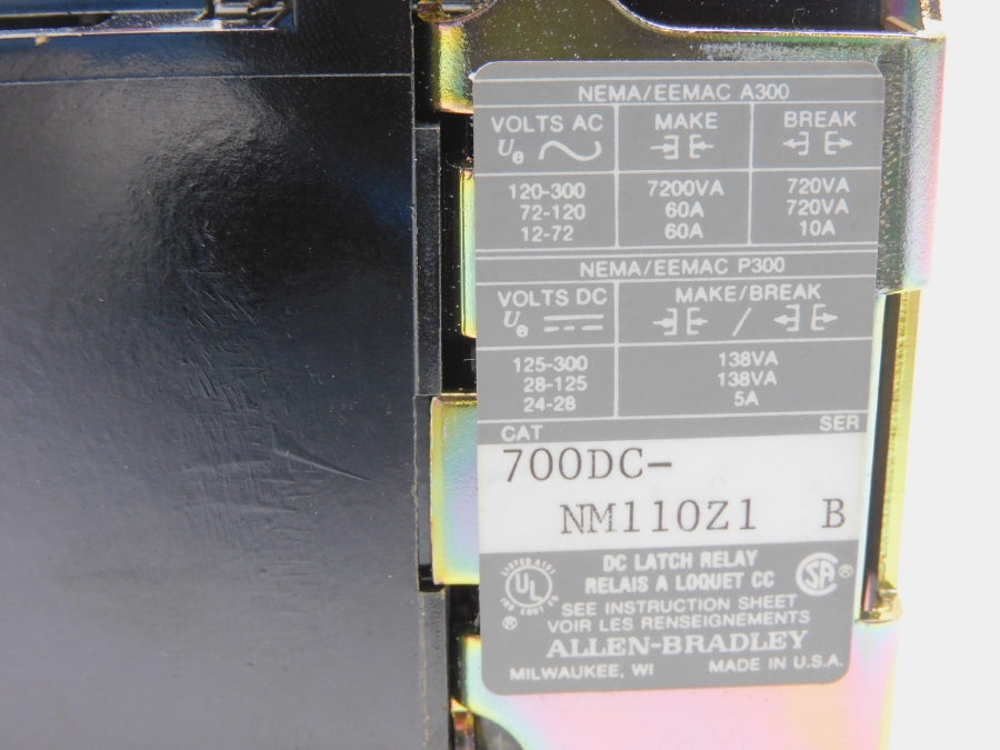 ALLEN BRADLEY 700DC-NM110Z1 SER. B 115-125VDC (GY/BL) NSMP