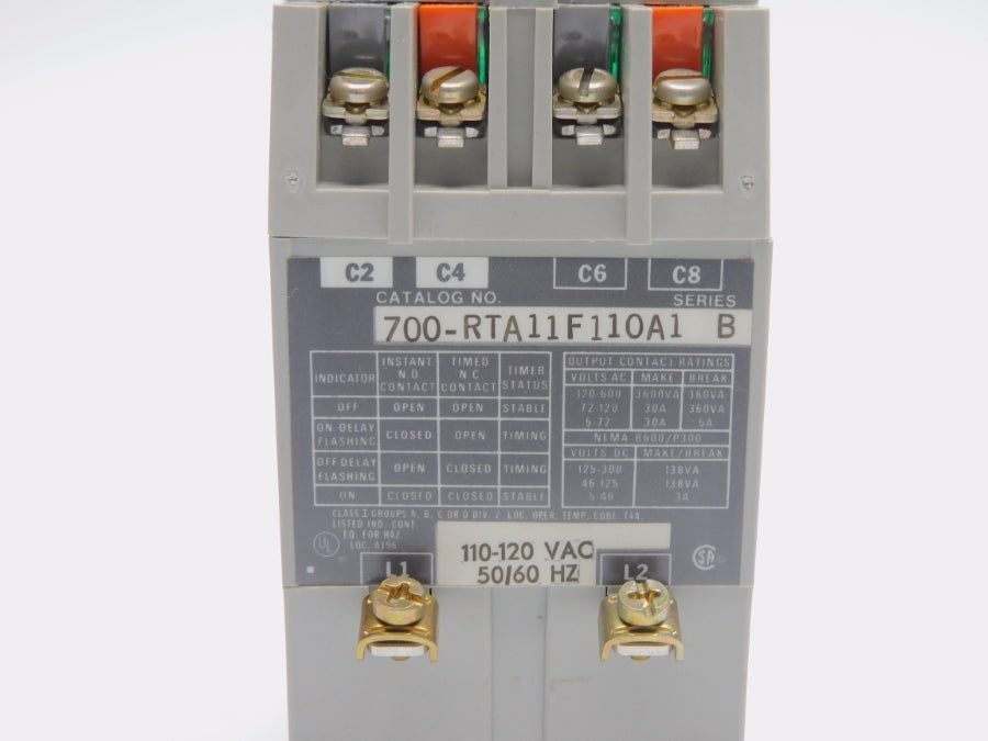 ALLEN BRADLEY 700-RTA11F110A1 SER. B 110/120V 30A 0.06-4M (BR/YL) NSMP