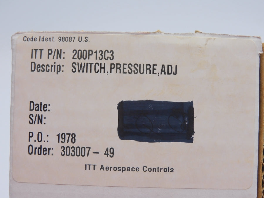 ITT 200P13C3 125/250VAC 15A 200-1500PSI NSMP