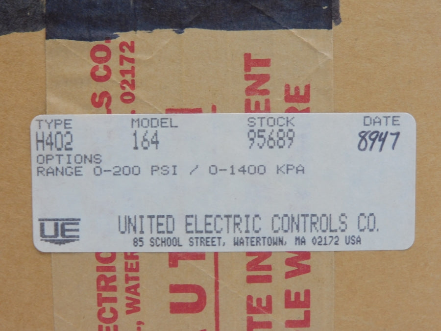 UNITED ELECTRIC H402-164 480VAC 15A 0-200PSI NSMP