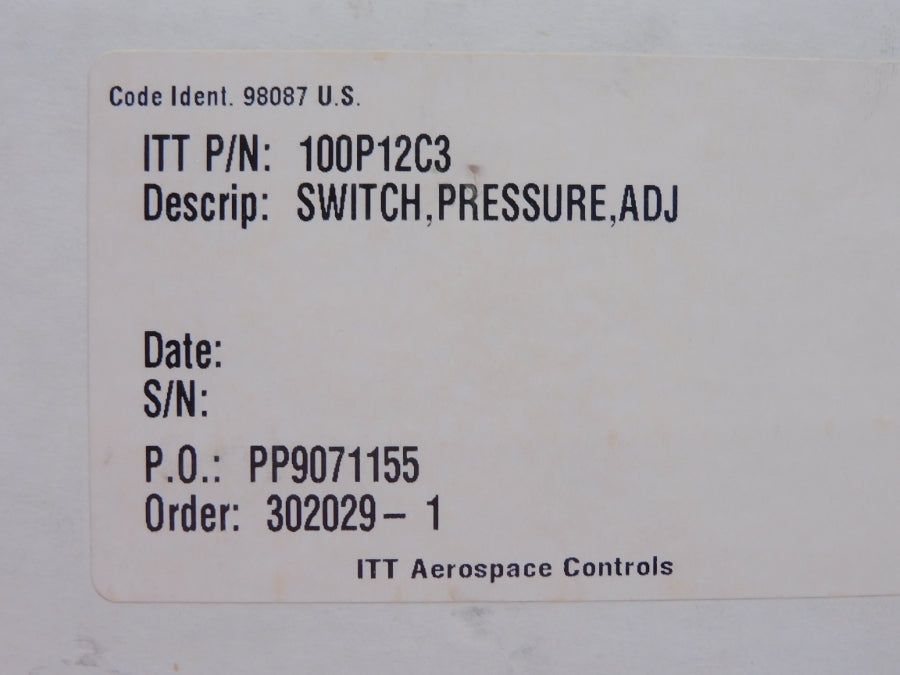 ITT 100P12C3 125/250VAC 15A 15-150PSI NSMP