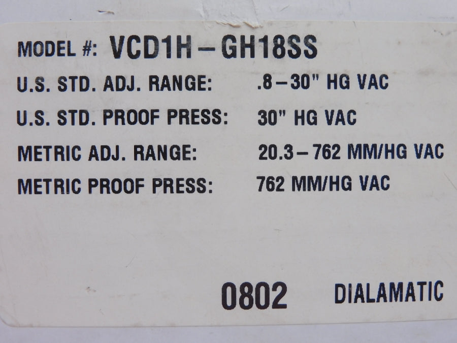 BARKSDALE VCD1H-GH18SS NSMP